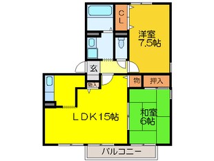 フロ－ラ志紀Ａ棟の物件間取画像